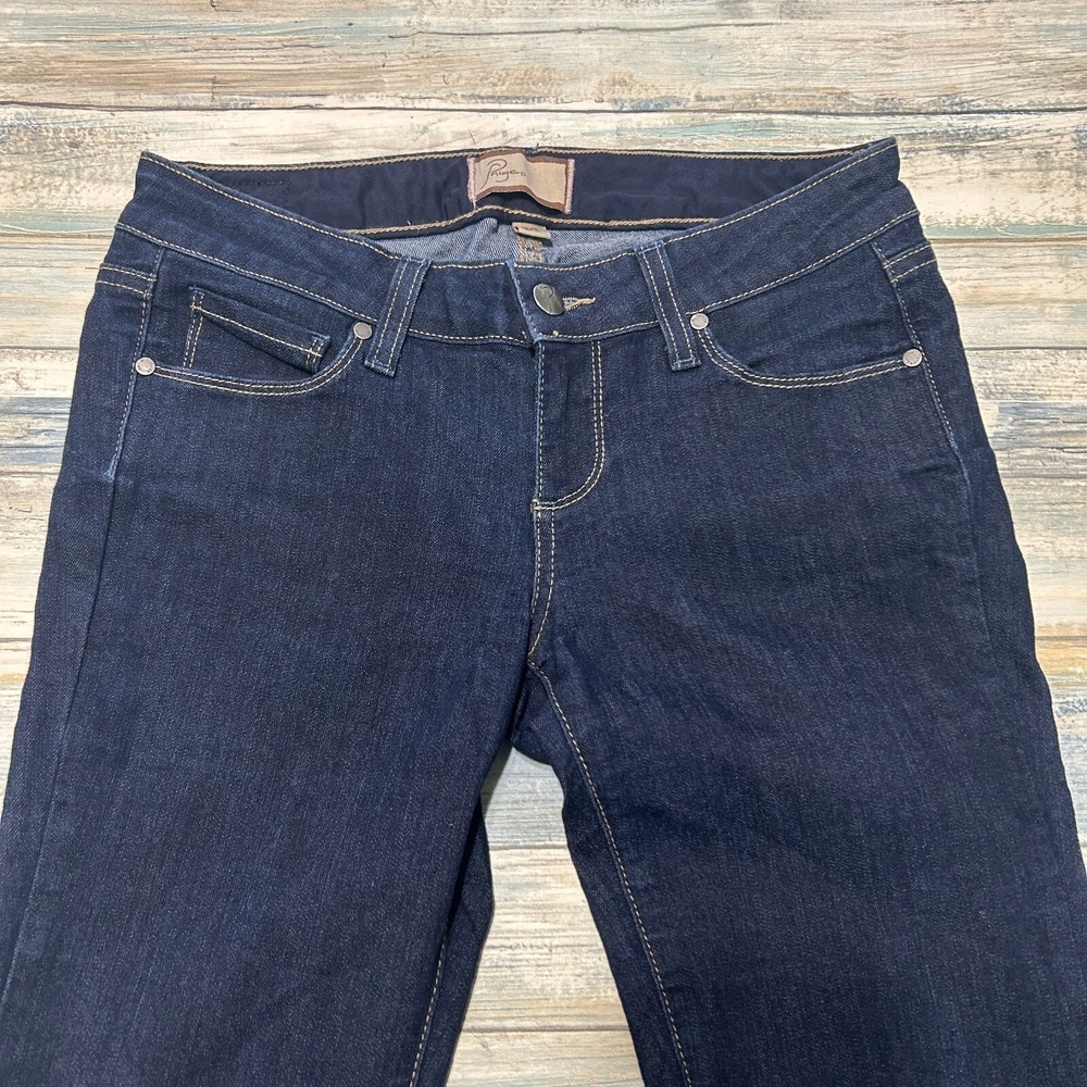 Paige Canyon Boot Jeans Size 26 Blue Bootcut Stretch Cotton Blend Denim Dark